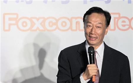 Terry Gou, founder of Taiwan's Hon Hai Precision Industry company, the mother company of Foxconn, talks during a news conference in Taipei